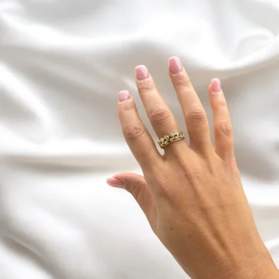 Bague feuille étincelante