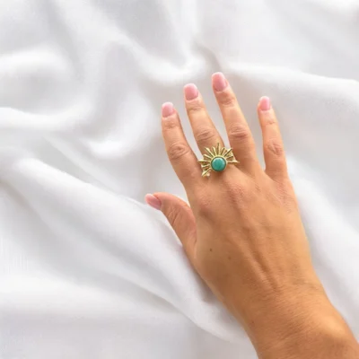 Bague soleil pierre turquoise