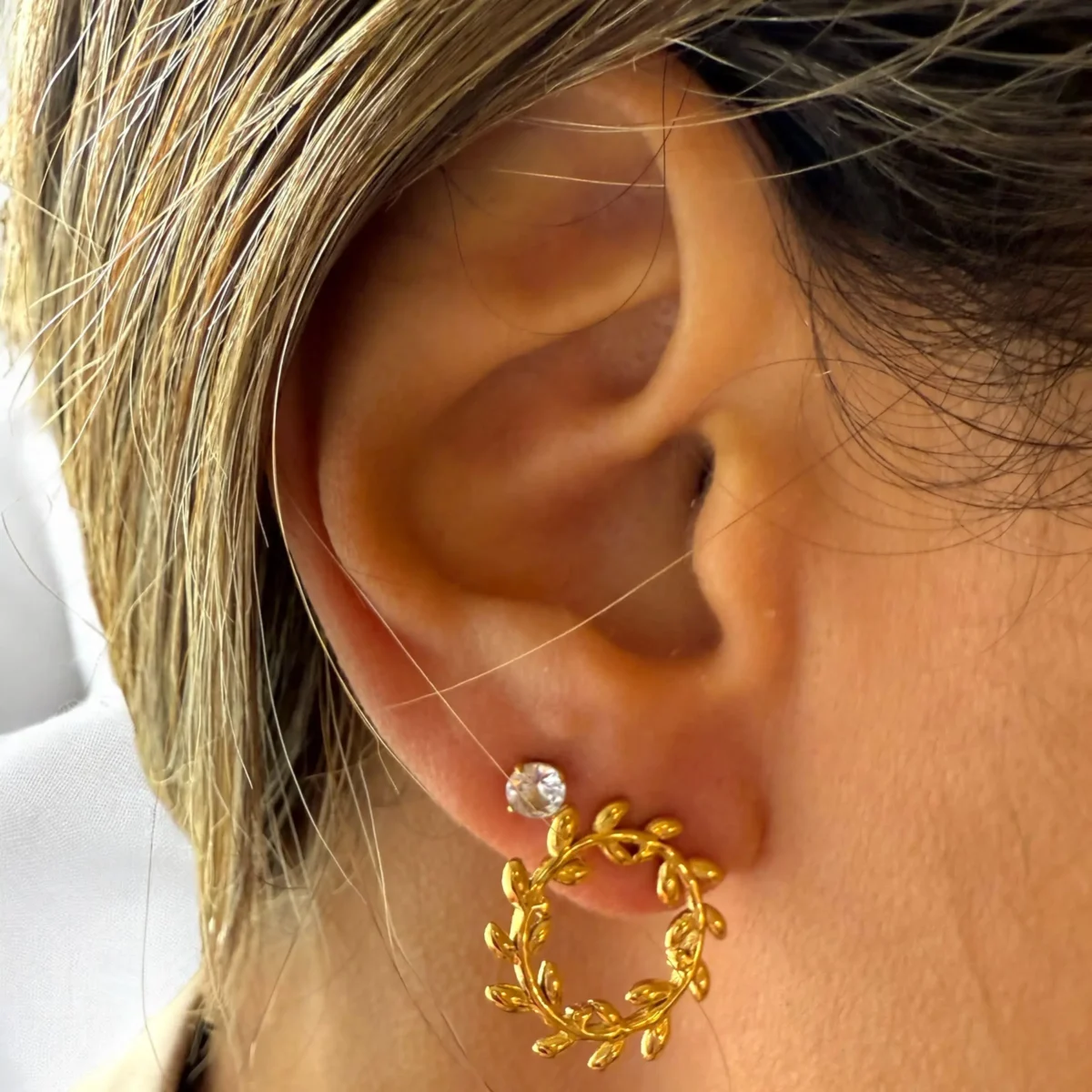 Boucle doreille nature couronne