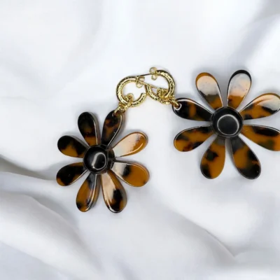 Boucles d'oreilles Fleurs Léopard