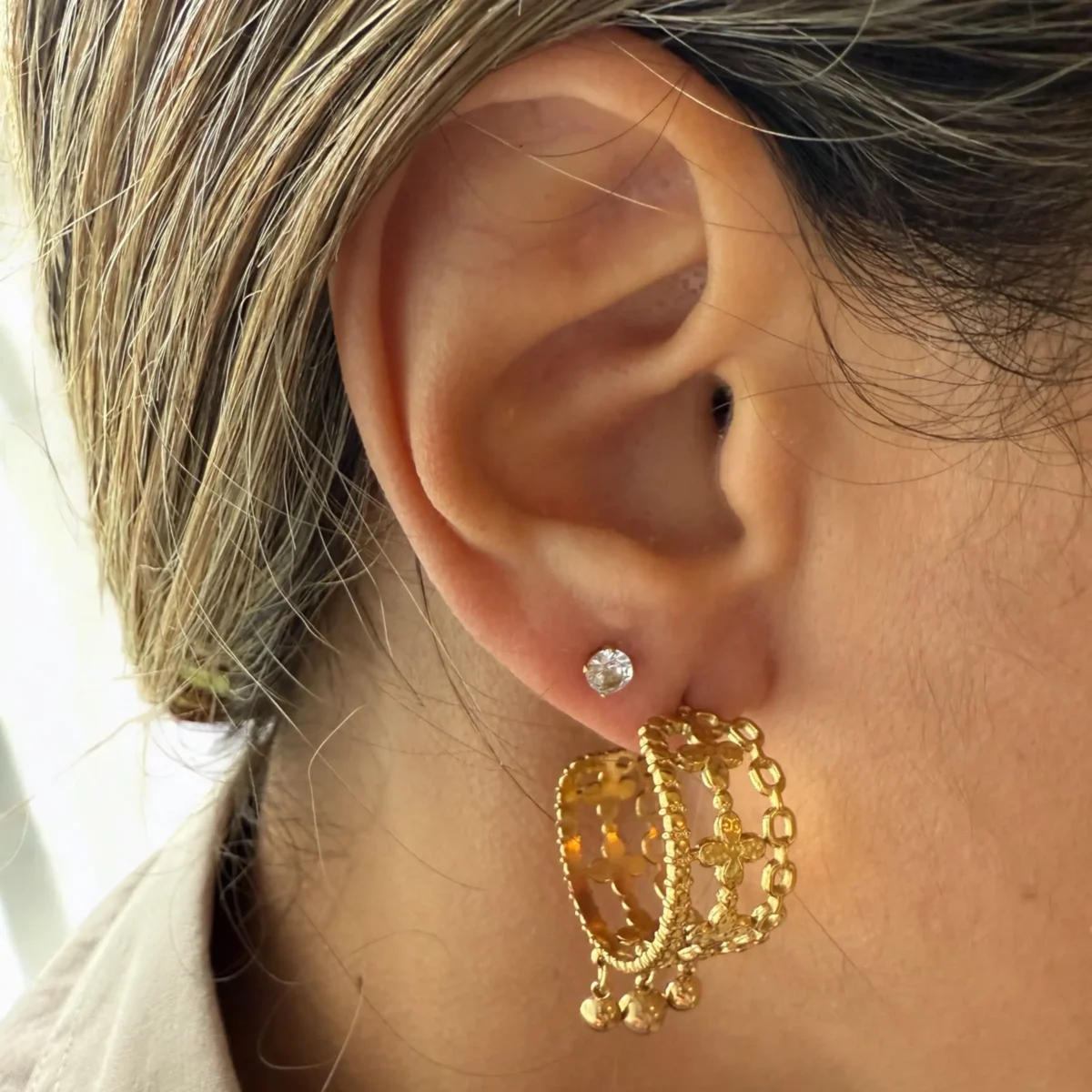Boucles oreilles chaine breloque