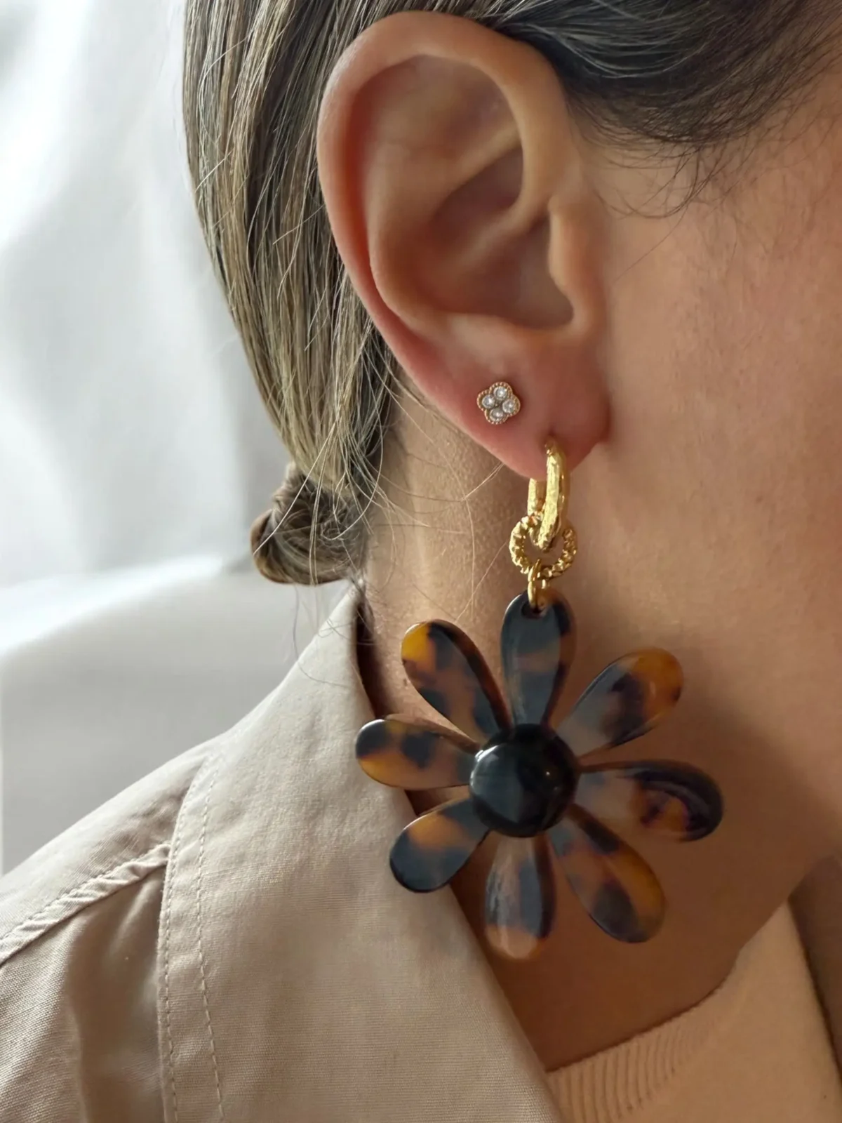 Boucles oreilles fleur leopard