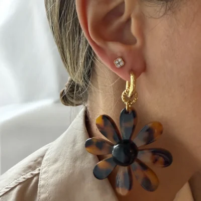Boucles oreilles fleur leopard