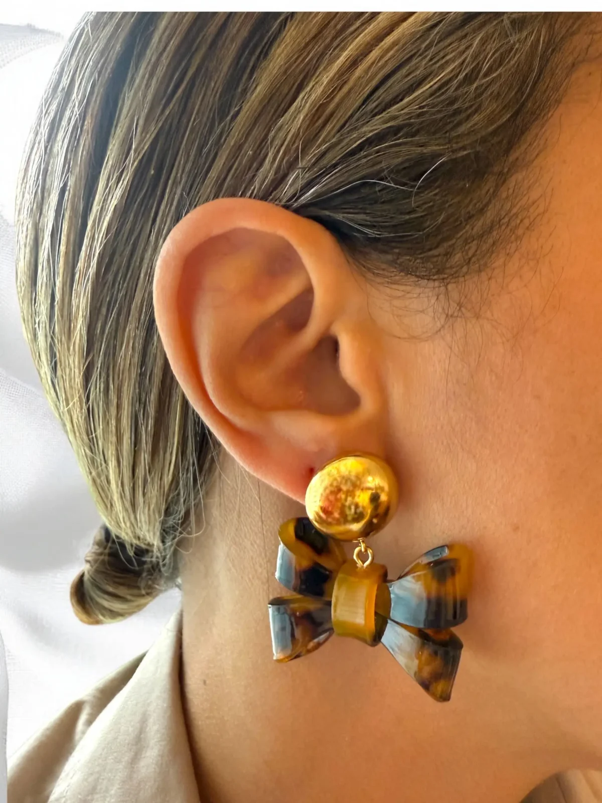 Boucles oreilles noeud leopard