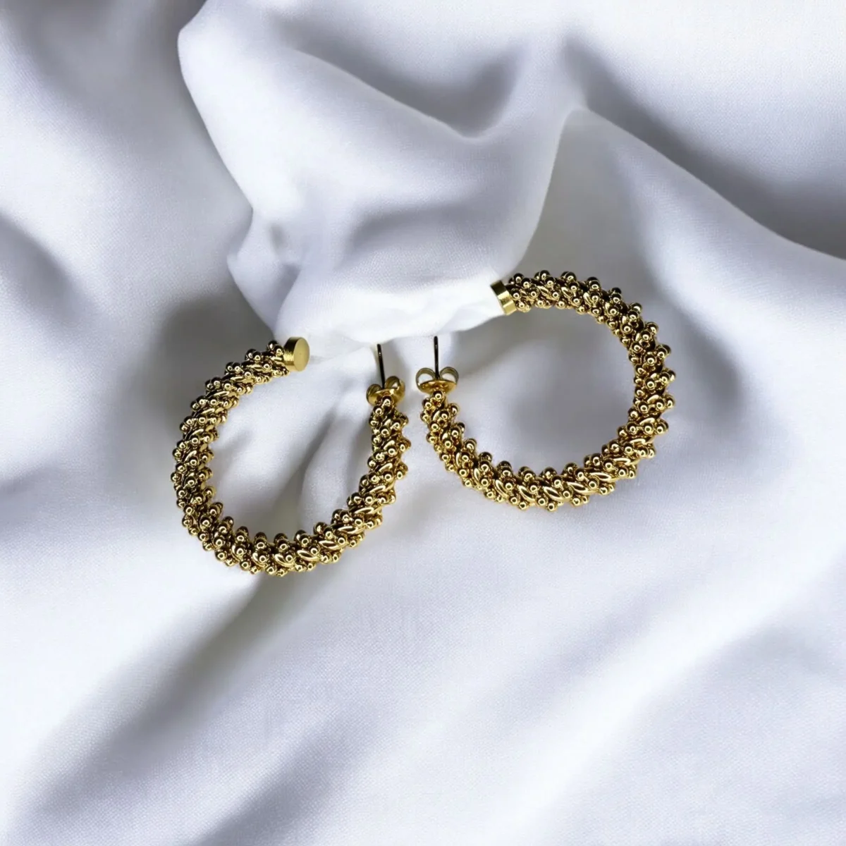 Boucles d'oreilles Créoles Billes d'Or – Image 3