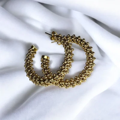 Boucles d'oreilles Créoles Billes d'Or