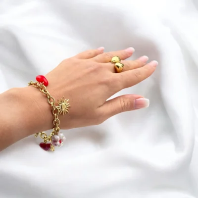 Bracelet charme rouge passion