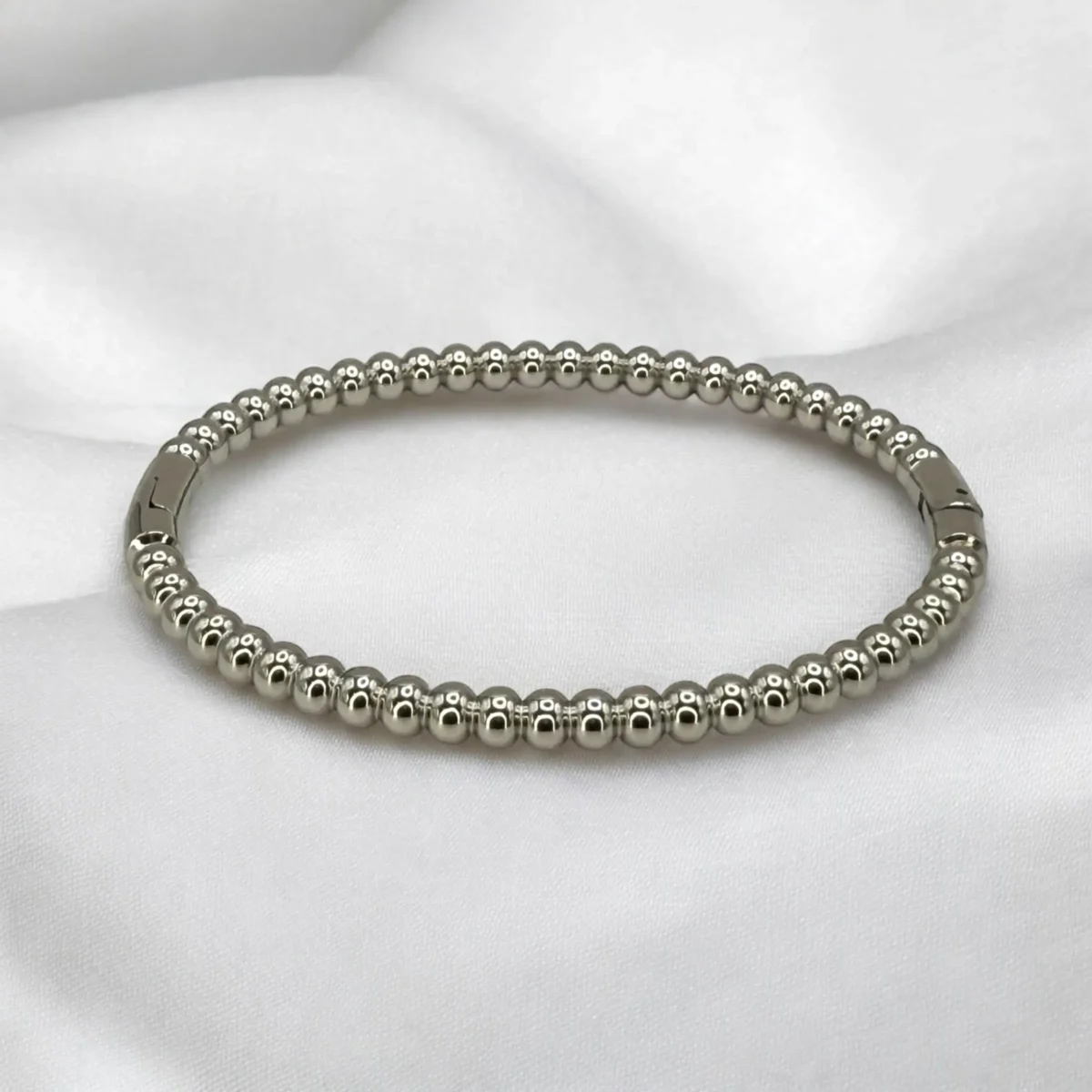 Bracelet Perles d’Acier Argenté