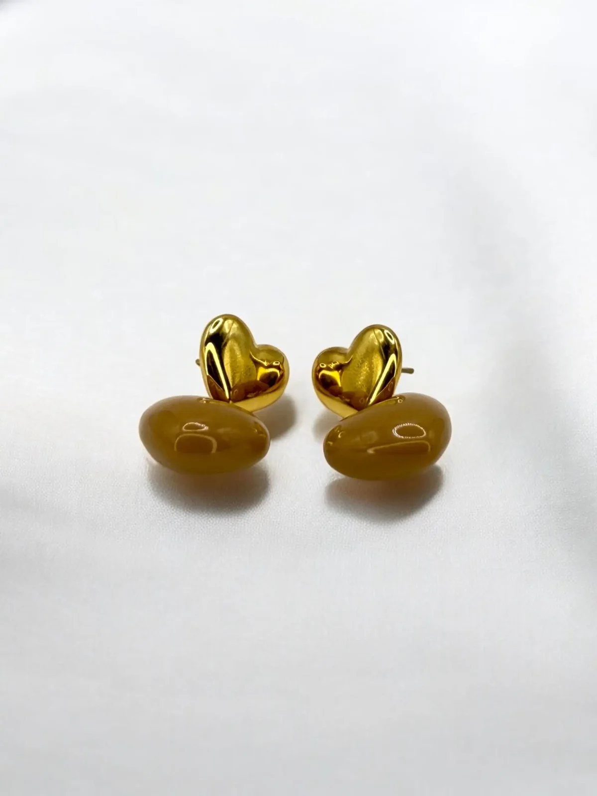 Boucles d'oreilles Double Cœur Marron