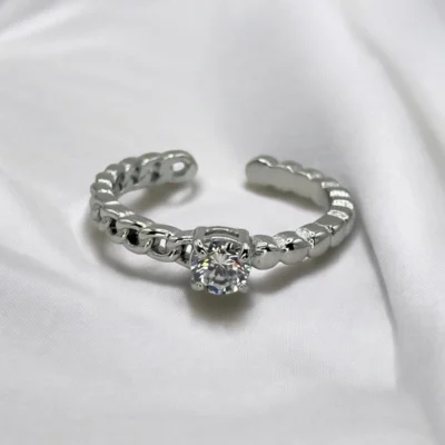 Bague Argentée Pierre Solitaire