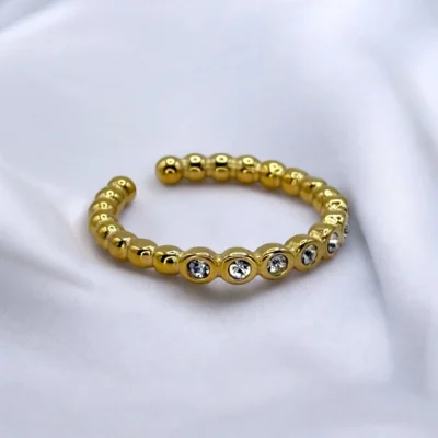 Bague Ouverte Dorée Strass