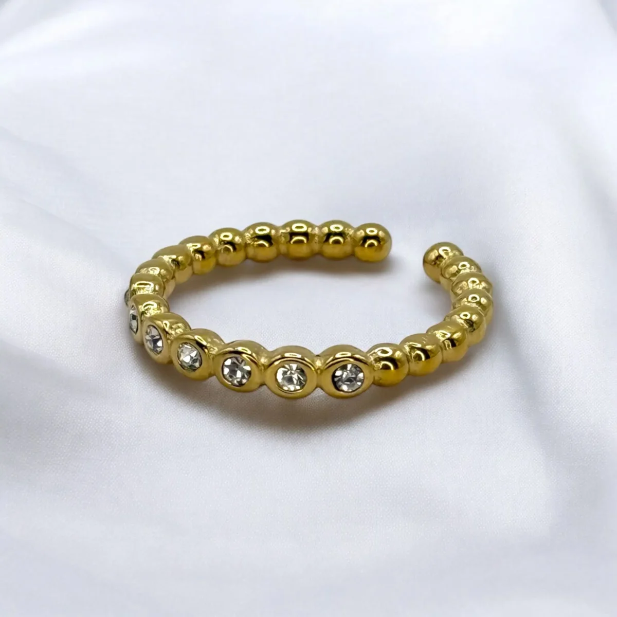 Bague Ouverte Dorée Strass