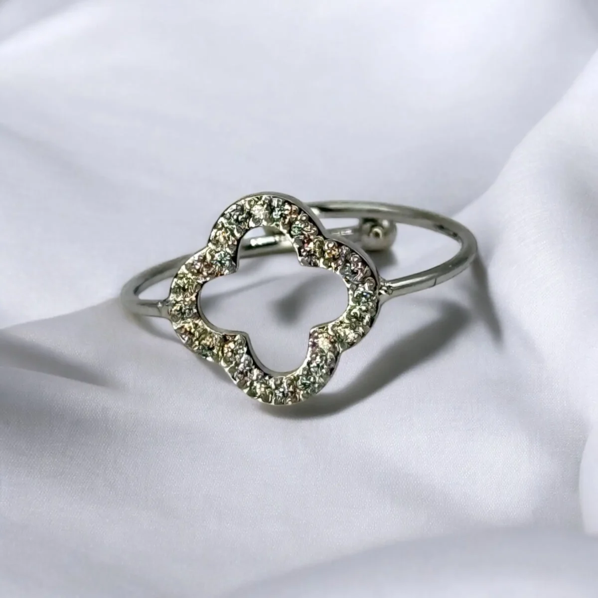 Bague Trèfle Cristaux Brillants