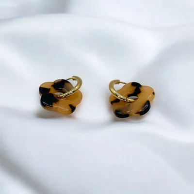 Boucles d'oreilles Créoles Fleur Léopard