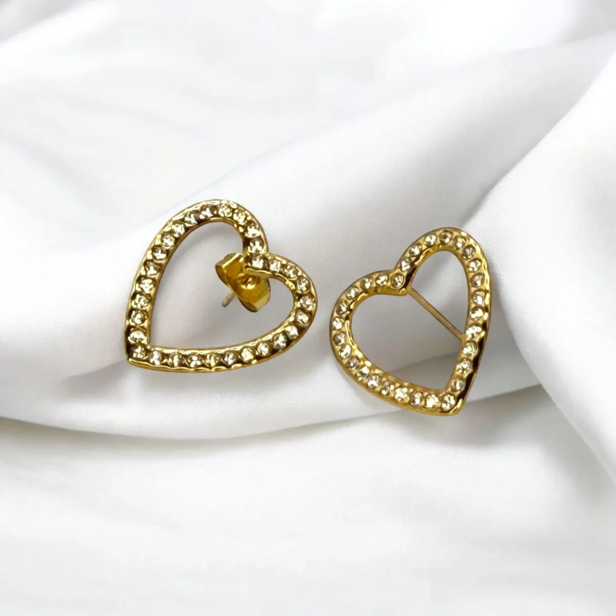 Boucles Cœur Doré Strass
