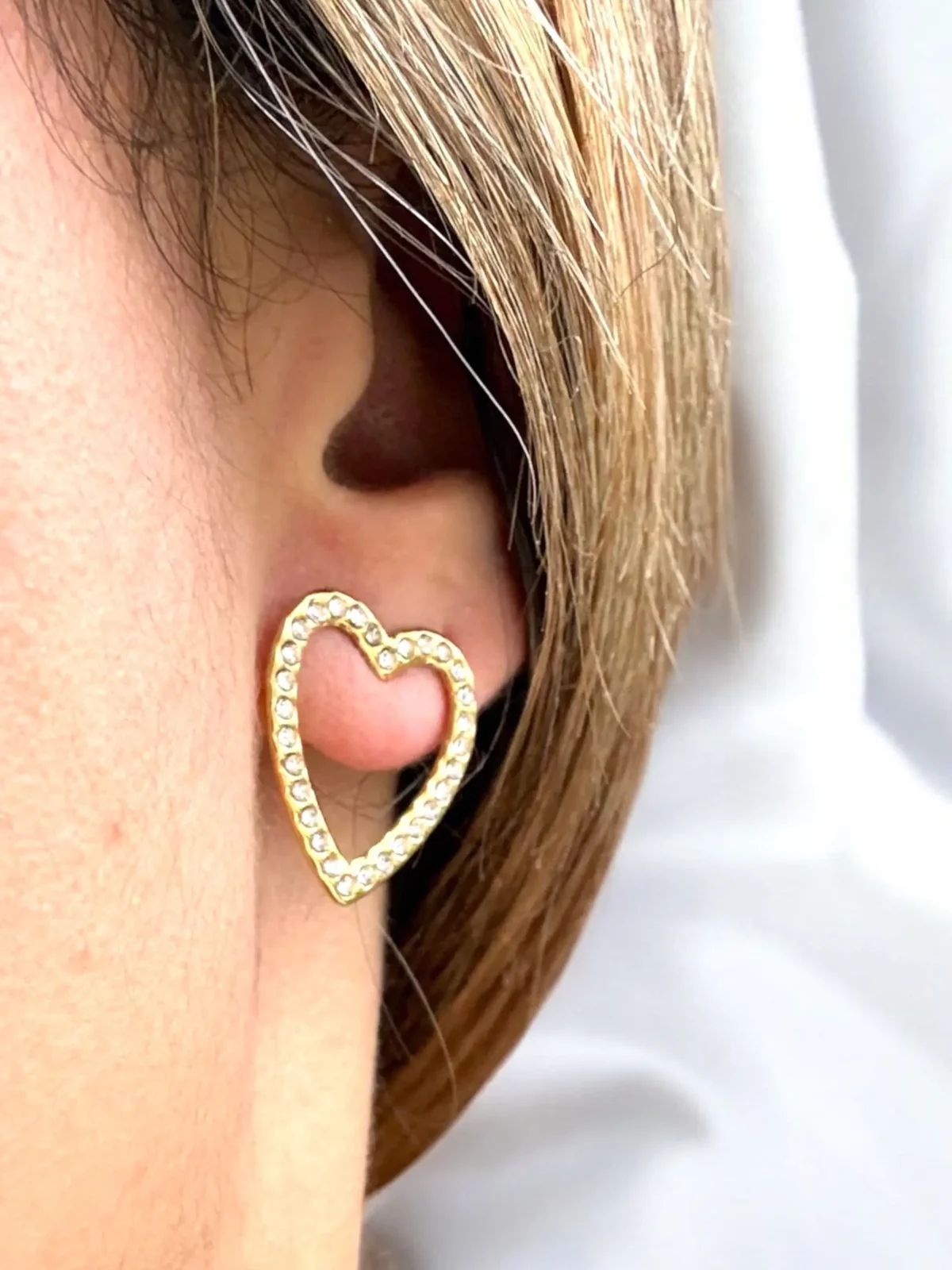 Boucles Cœur Doré Strass