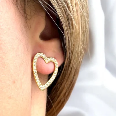 Boucles Cœur Doré Strass