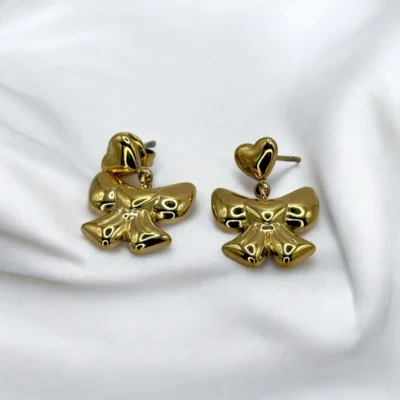Boucles d'oreilles Nœud Doré Cœur