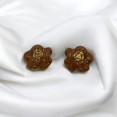 Boucles d'oreilles Nœud Marron