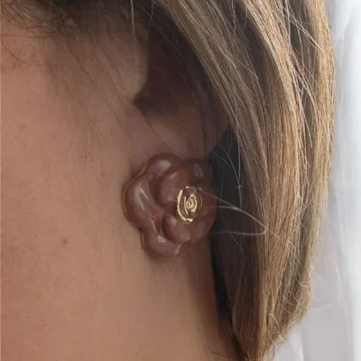 Boucles d'oreilles Nœud Marron