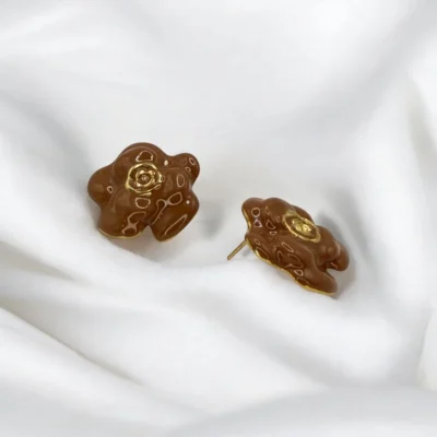 Boucles d'oreilles Nœud Marron
