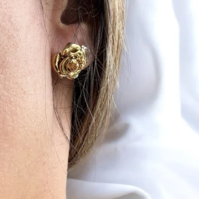 Boucles d'oreilles Rose Dorée