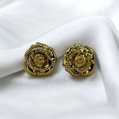 Boucles d'oreilles Rose Dorée