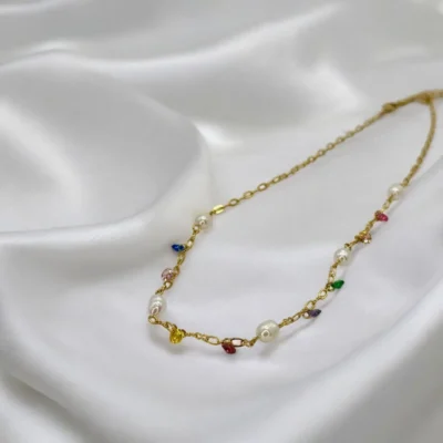 Collier Arc-en-Ciel Perlé