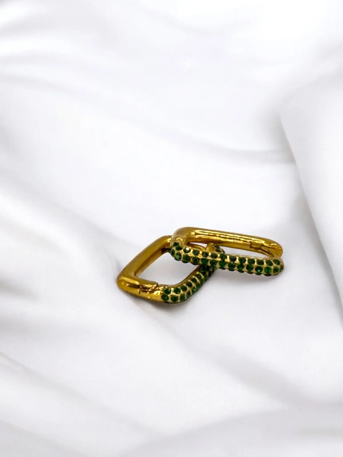 Créoles Carré Strass Vert
