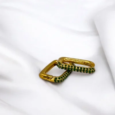 Créoles Carré Strass Vert