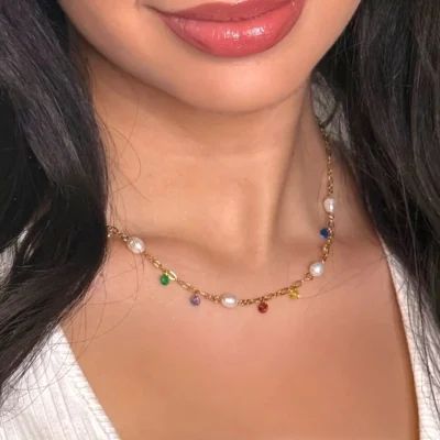 a close up of a woman's neck