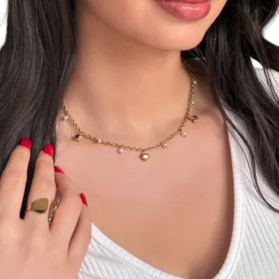 Collier Perles Blanches Pendantes