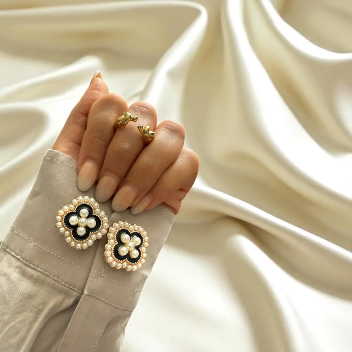 Couvre Boutons Fleur Perles