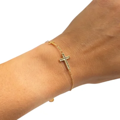 Bracelet Doré Croix Strass