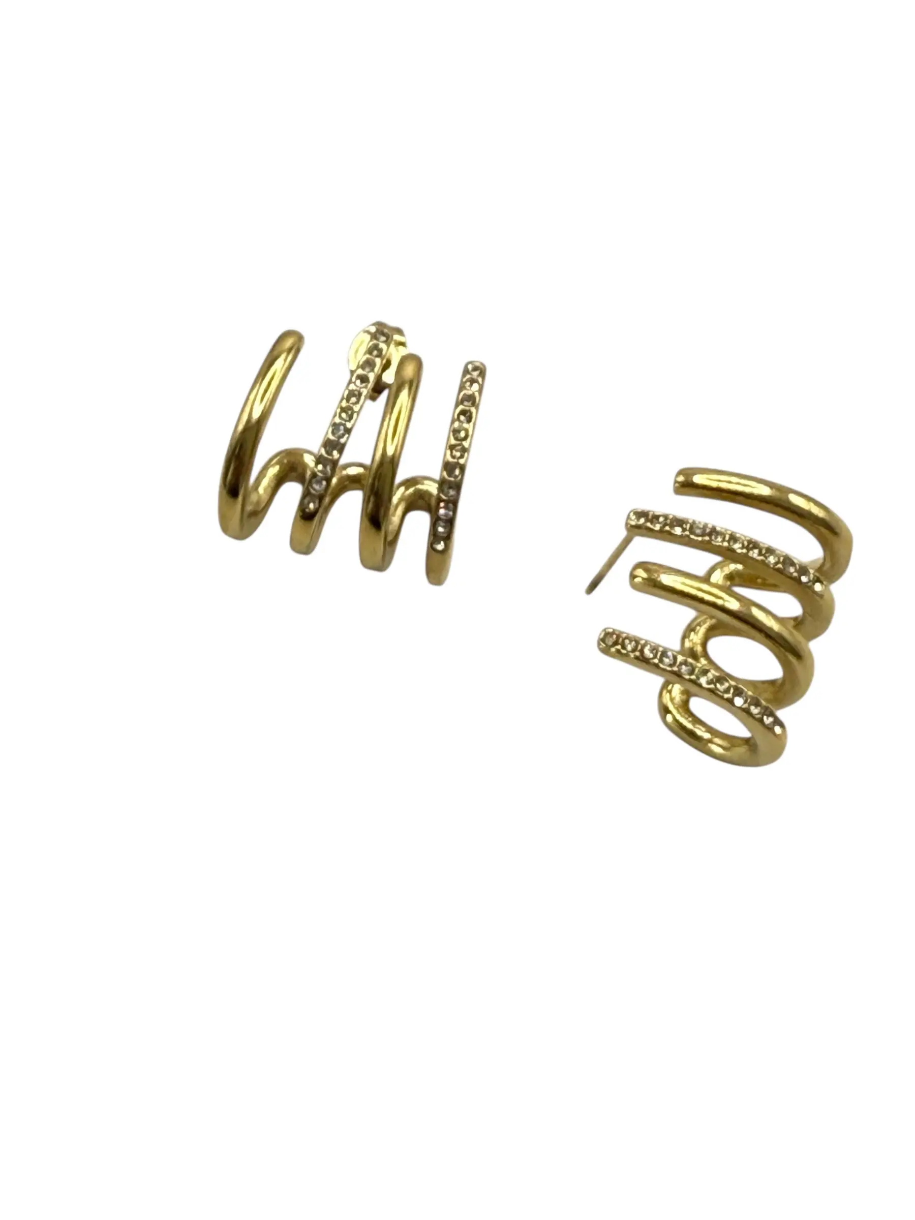 Créoles Dorées Multi Anneaux 3 Créoles Dorées Multi Anneaux