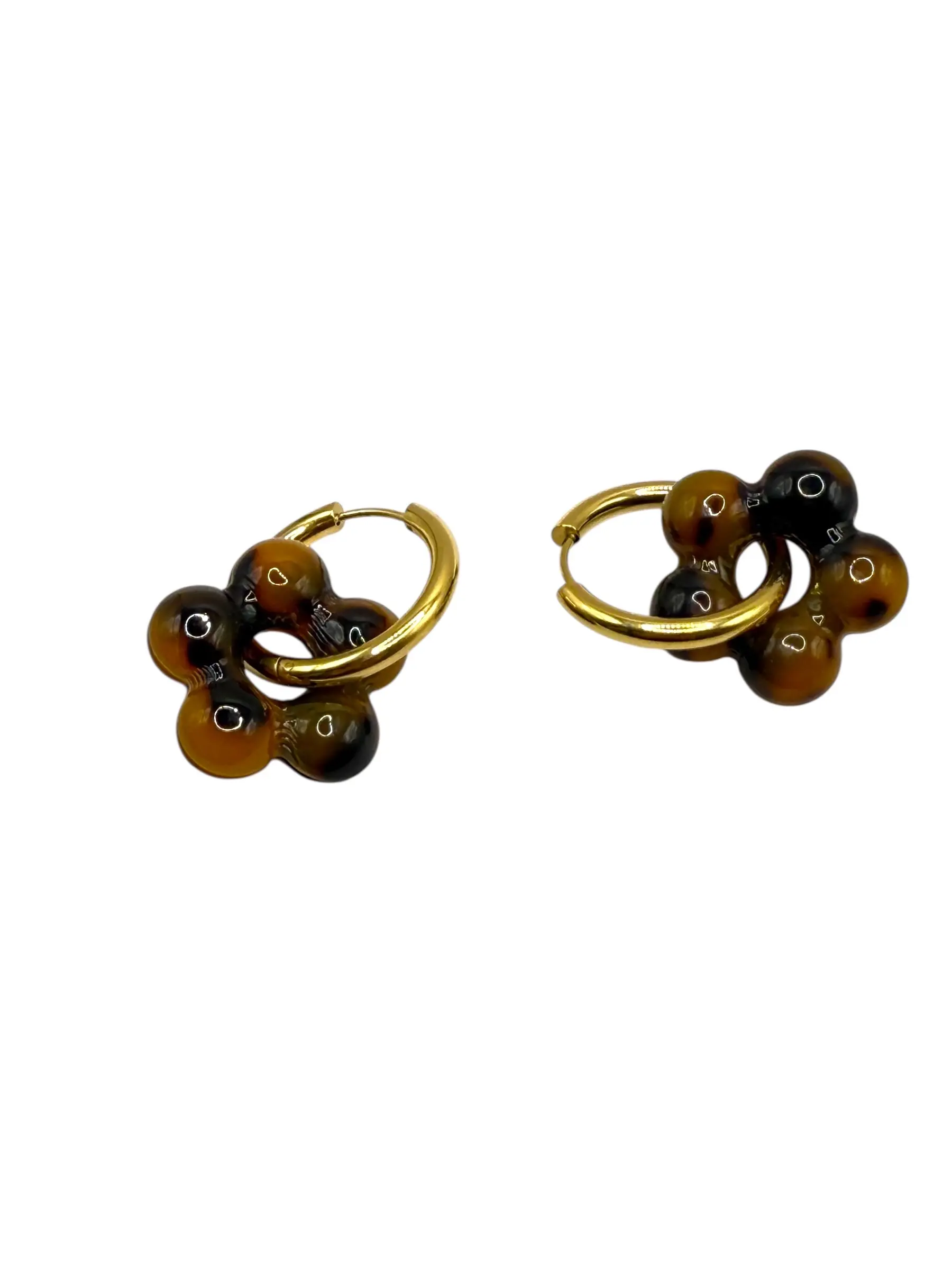 Créoles Fleur Ambre Léopard 3 Créoles Fleur Ambre Léopard