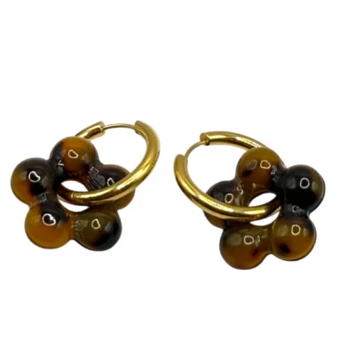 Créoles Fleur Ambre Léopard