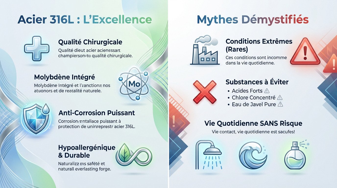 Bijoux en acier inoxydable 316L résistants à la rouille et à l'eau