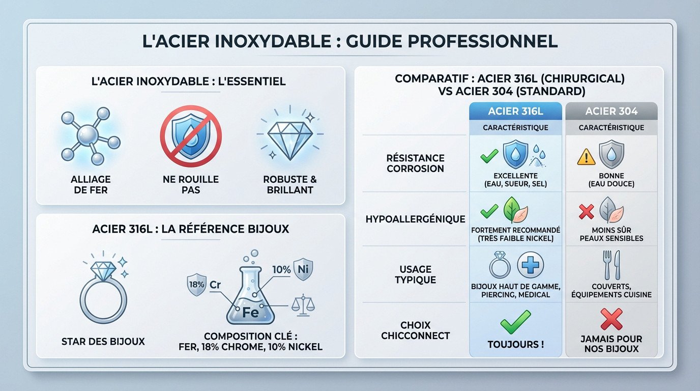 Guide expert sur la composition et les avantages des bijoux en acier inoxydable 316L
