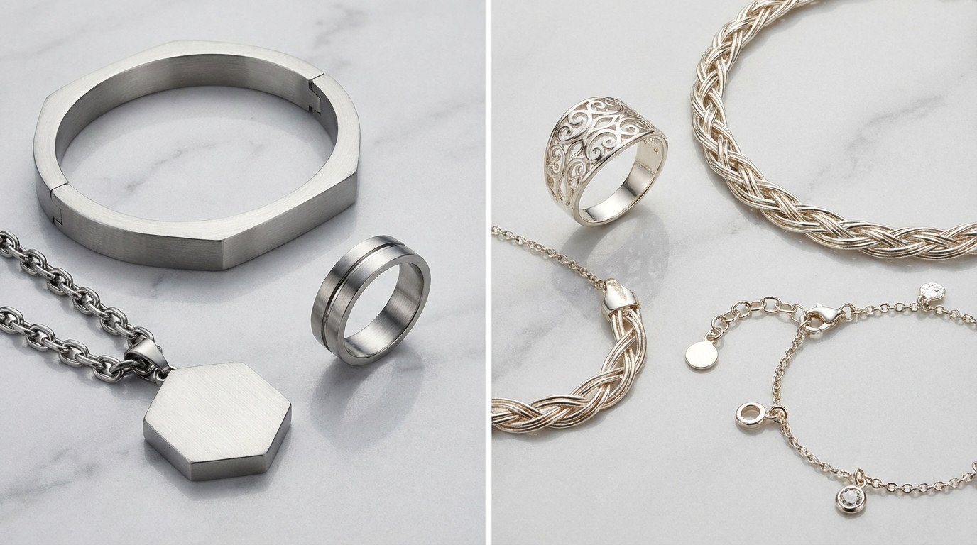 Acier inoxydable vs argent bijoux : le verdict 1 stainless steel vs silver jewelry a metal comparison