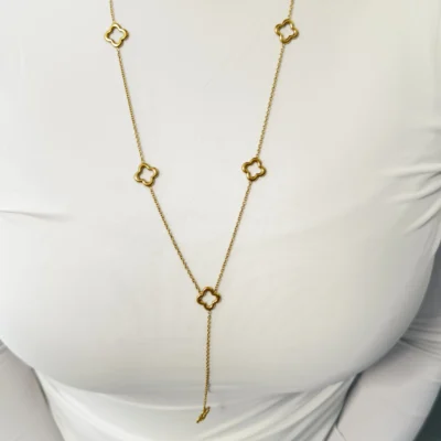 Collier-Sautoir-Trefles-Long-en-Acier-Inoxydable