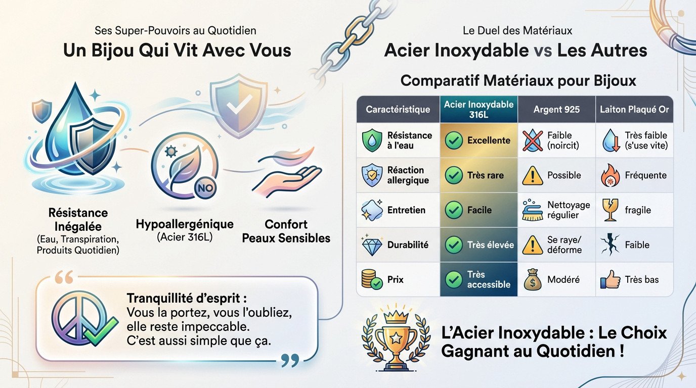 Bague ajustable acier inoxydable : le bijou zéro stress 3 Bague ajustable en acier inoxydable résistant à l'eau et hypoallergénique