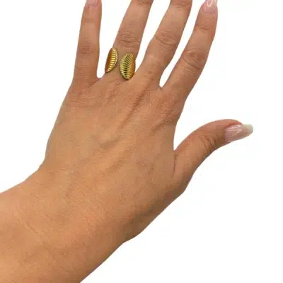 Bague Sculptée Double Coquillage Dorée