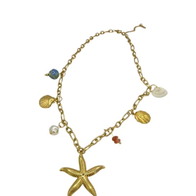 Collier Doré Étoile de Mer et Coquillages - Acier Inoxydable