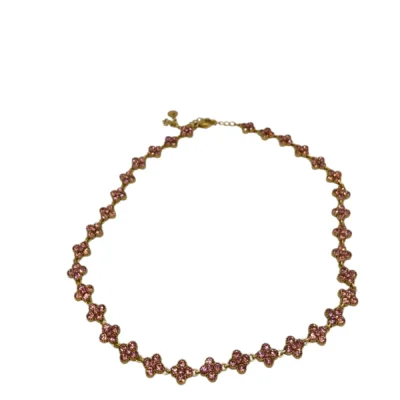 Collier-Fleurs-de-Cerisier-Strass-Rose-Dore
