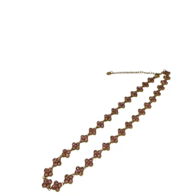 Collier-Fleurs-de-Cerisier-Strass-Rose-Dore