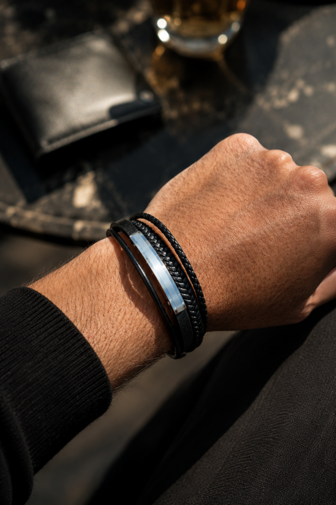 Bijoux en Acier Inoxydable 17 Bracelet Cuir Acier 316L