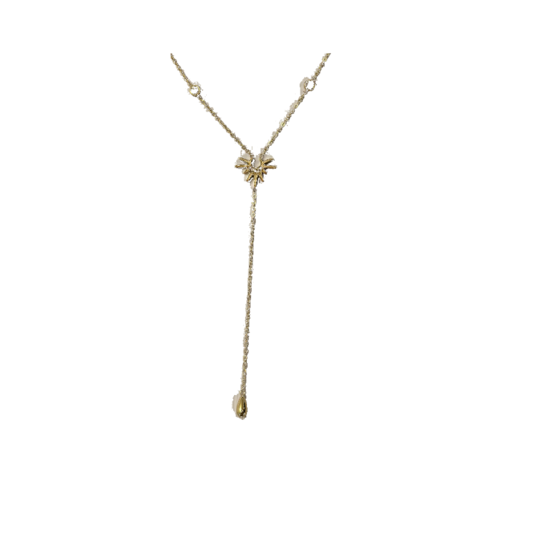 Collier Pendentif Soleil et Pierres Doré Femme – Bijou en Acier Inoxydable