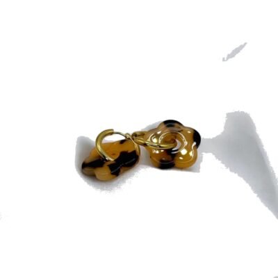 Boucles d’oreilles créoles fleur léopard en acier inoxydable