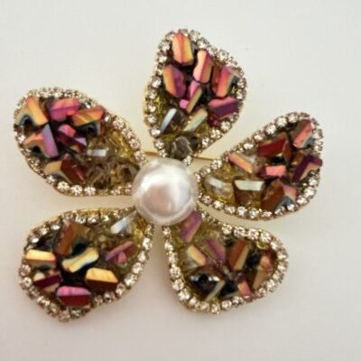 Broche Fleur Aurore Boréale